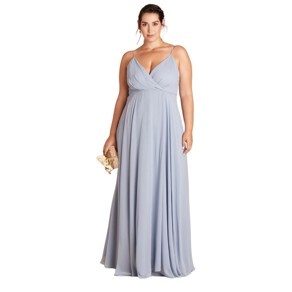 Birdy Grey Kaia Chiffon Maxi‎ Bridesmaid Dress Gown Dusty Blue XXL NWT Scarf